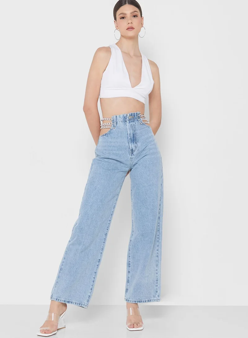 Miss Pap High Waist Chain Detail Jeans