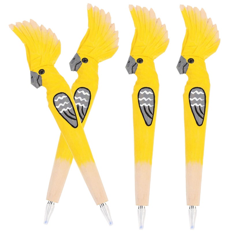 Wooden Rose Design Ballpoint Pen Set Of 4 For School Office And Home Use - Image 2