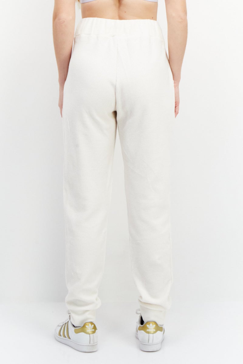 Lounge Nine Women Ribbed Drawstring Pants, Cream  - Image 2