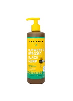 Alaffia Alaffia Skin Care Authentic African Black Soap All in One Body Wash Face Wash Shampoo  Shaving Soap with Fair Trade Shea Butter Peppermint 16 Fl Oz 