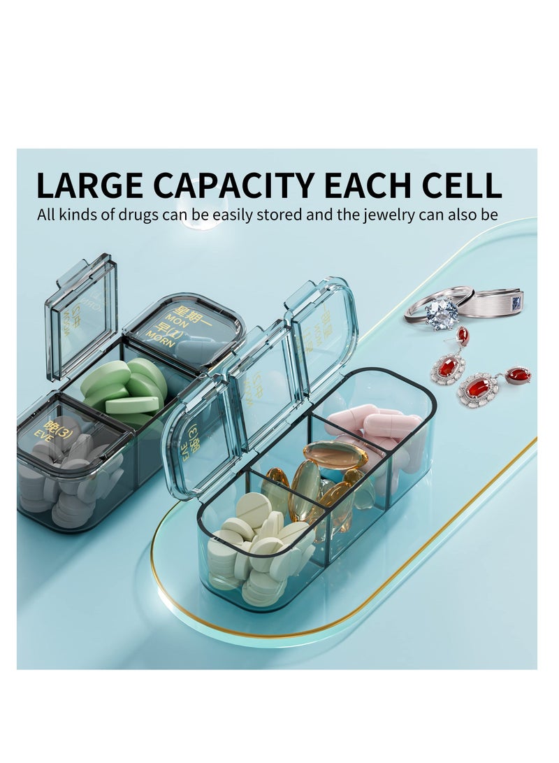 21 Cells 3 Times a Day Pill Organizer - Moistureproof Daily Cute Pill Box, Removable Separate Cell 21 Days Pill Case Suitable for Women Men Travel Jewelry & Everyday(Blue) - Image 3