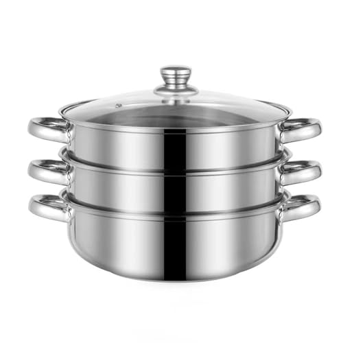 LCPUD Steamer for Cooking, 5.0 Quarts Stainless Steel Steamer Pot, 3-Tier Food Steam Pots with Lid for Cooking Vegetables, Seafood, Soups, Stews and Pasta - Image 1