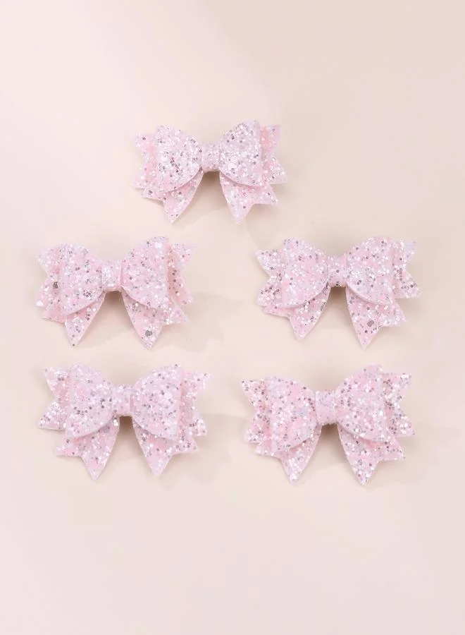 Take Two Pack of 5 - Purple Bow Hair Clips