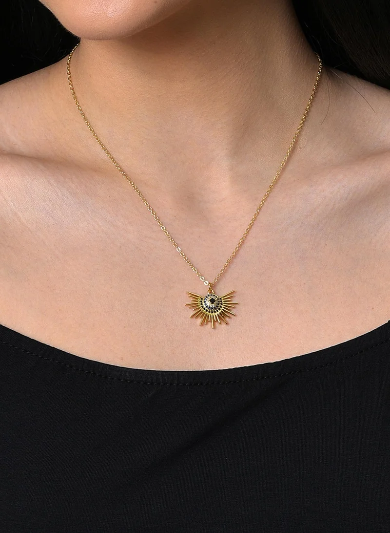 SOHI Blue & White Stone-Studded Pendant With Artificial Chain Necklace Jewellery