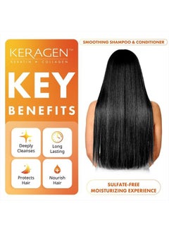 KERAGEN Smoothing Conditioner with Keratin and Collagen for All Hair Types, Sulfate Free, 32 Oz - Moisturizes, Strengthens, Protects Color and Repair - Panthenol, Vitamins, and Jojoba Oil  - Image 3