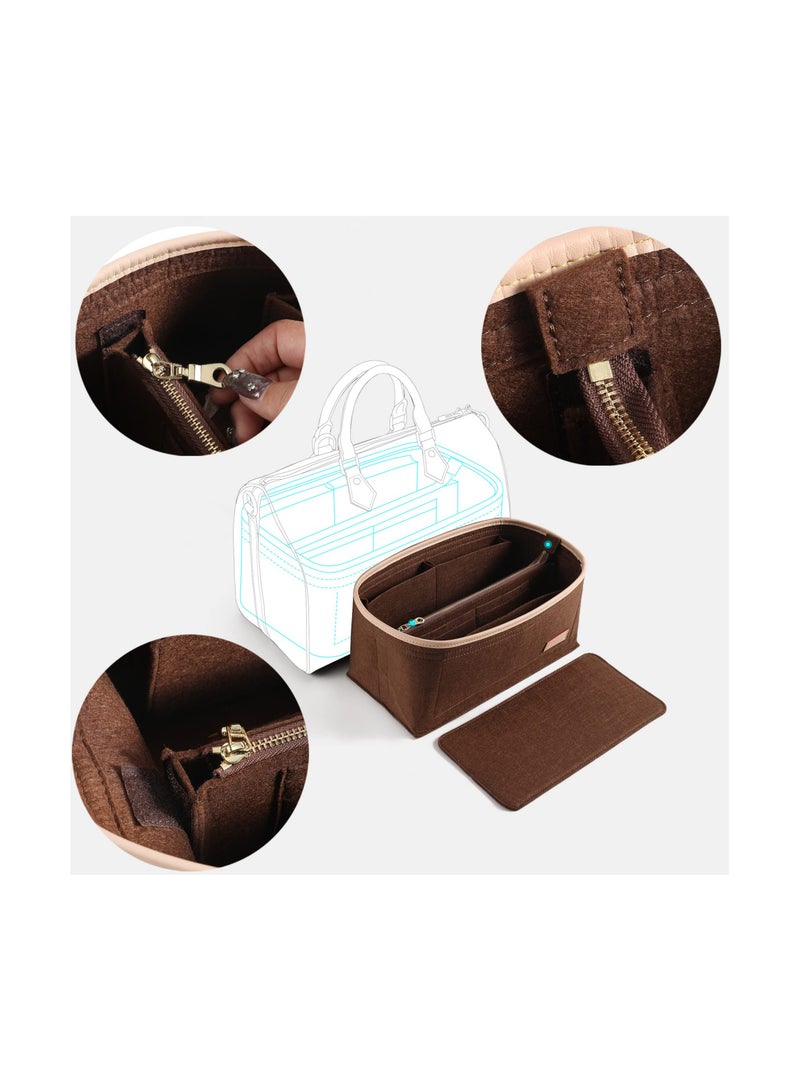 Purse Organizer Insert for Handbags Felt Bag with Zipper for Tote Shaper Insert Thicken and Portable Handbag in Bag for Speedy Neverfull MM GM Large - Image 2