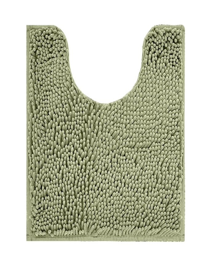 Reyox Chenille Bath Mat, Toilet Rugs U Shaped, Soft Plush Bath Bathroom Rug, Absorbent Shaggy Bathroom Contour Rug Sage Green 19.7"x15.7" - Image 1