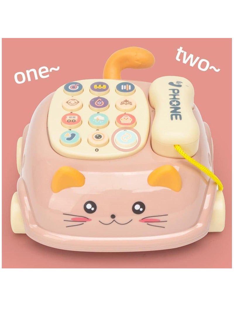 YelaJoy - Baby Musical Telephone Toys with Light and Sound/Early Education Learning Pretend Phone Toddlers Toy for Boys and Girls (PINK) - Image 1