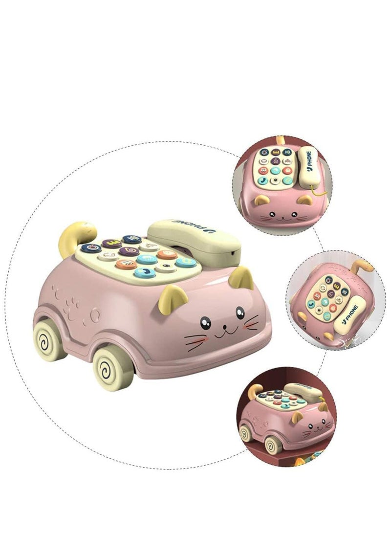 YelaJoy - Baby Musical Telephone Toys with Light and Sound/Early Education Learning Pretend Phone Toddlers Toy for Boys and Girls (PINK) - Image 1