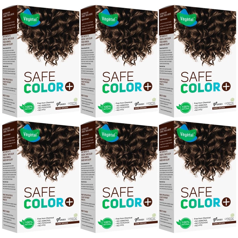 Vegetal Safe Hair Color Dark Brown 50gm Pack of 6 Certified Organic Chemical and Allergy Free Bio Natural Hair Color with No Ammonia Formula for Men Women - Image 1