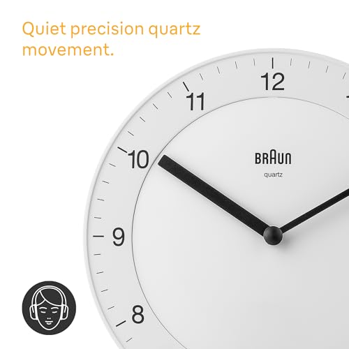 Braun Classic Analogue Wall Clock with Quiet Quartz Movement, Easy to Read, 20cm Diameter in White, Model BC06W. - Image 3