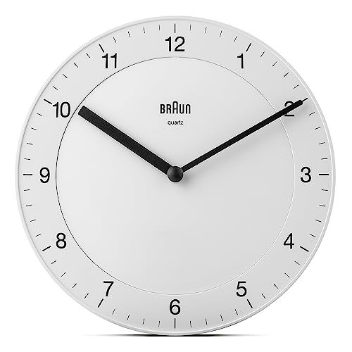 Braun Classic Analogue Wall Clock with Quiet Quartz Movement, Easy to Read, 20cm Diameter in White, Model BC06W. - Image 1