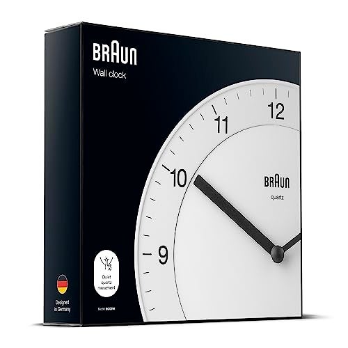 Braun Classic Analogue Wall Clock with Quiet Quartz Movement, Easy to Read, 20cm Diameter in White, Model BC06W. - Image 4