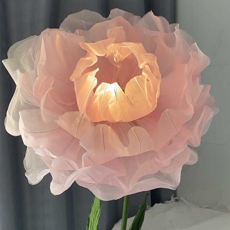 Generic Giant Handmade Flower LED Floor Lamp Pink automatic opening and closing lantern 
