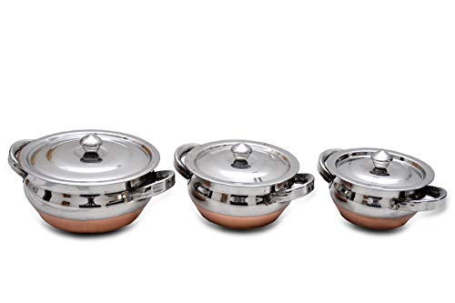 OBLETTER Kitchen Stainless Steel Handi Set with Lid Set- Biryani Handi Set for Cooking, Serving, Baking, Prepping Use (Set of 3) - Image 4