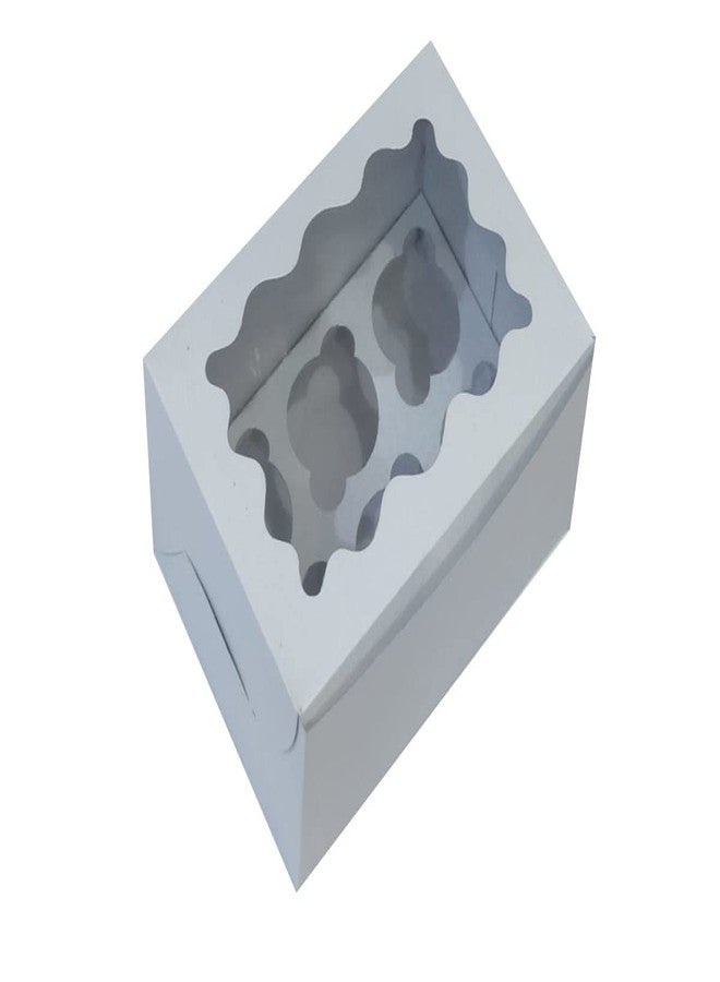 Nips Packaging Cupcake boxes with white Window,6 Regular Cupcake Box,8" x 5.5" x 3.75" - White colour boxes, Set of (10)