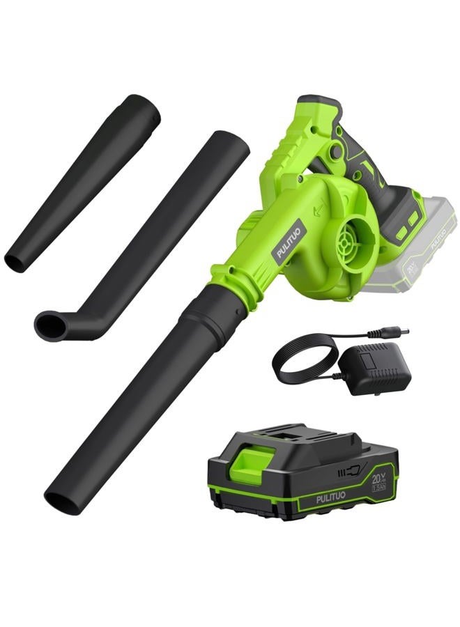 PULITUO Leaf Blower Cordless with Battery and Charger, 20V Electric Cordless Blower 200 KM/H Small Leaf Blower, Lightweight Battery Blower Yard Tools Grass Blowers for Lawn Care Patio Backyard Leaves and Dust - Image 1