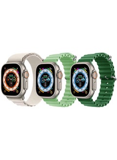 Silicone Ocean Nylon G-hook Loop Buckle Strap for Apple Watch Ultra 8 49mm Set of 3