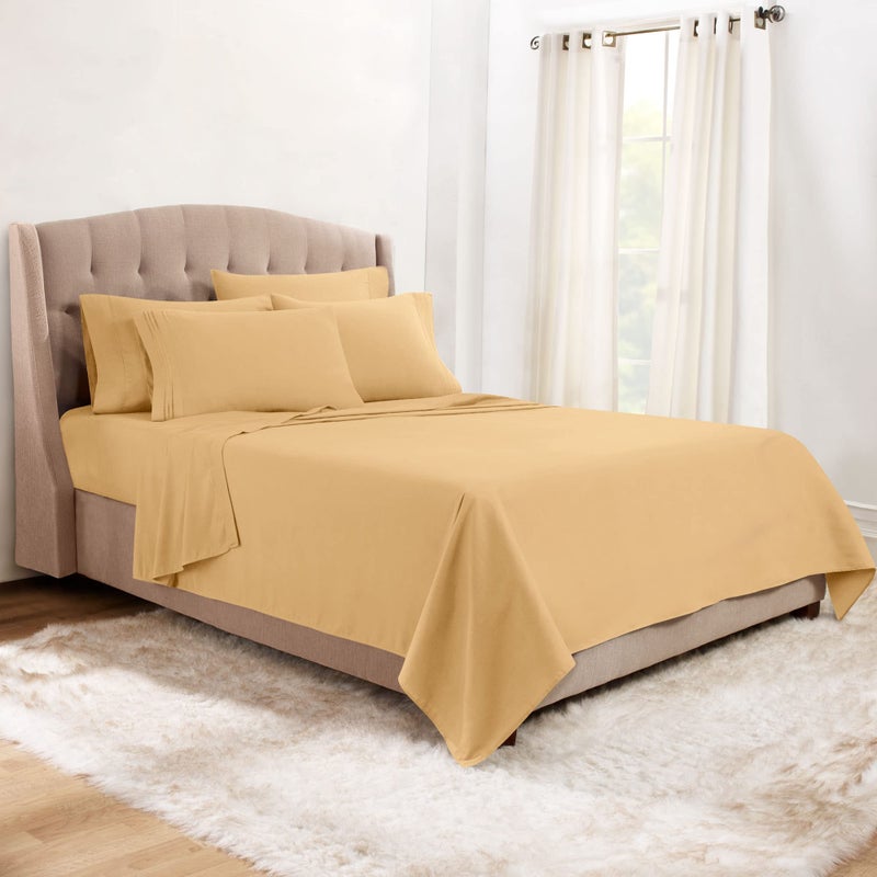 Clara Clark King Sheets  6 Piece Set - Hotel Luxury Sheets for King Size Bed  Super Soft Bedding Sheets & Pillowcases  King Size Sheets  Camel Gold - Image 2