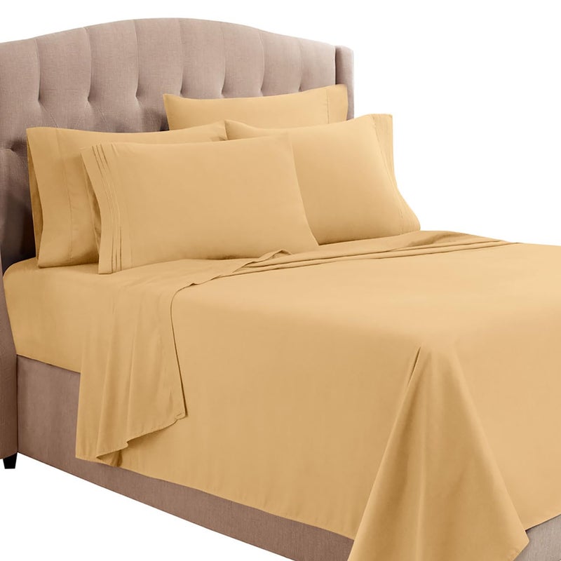 Clara Clark King Sheets  6 Piece Set - Hotel Luxury Sheets for King Size Bed  Super Soft Bedding Sheets & Pillowcases  King Size Sheets  Camel Gold - Image 1
