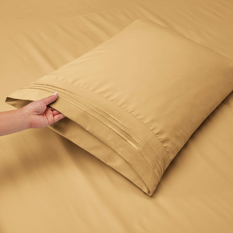 Clara Clark King Sheets  6 Piece Set - Hotel Luxury Sheets for King Size Bed  Super Soft Bedding Sheets & Pillowcases  King Size Sheets  Camel Gold - Image 4