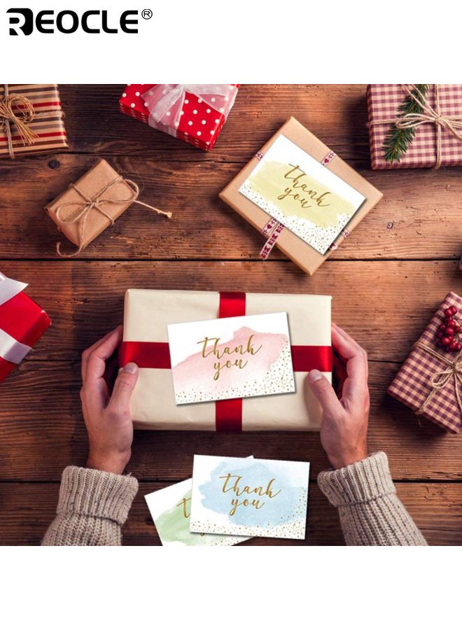 ريوكل 6 قطع بطاقات شكرا لك مع مظاريف التذهيب بالألوان المائية شكرا لك بطاقات ملاحظة المعايدة للأعمال الصغيرة هدايا تقدير التخرج لحفل زفاف الطفل - Image 3