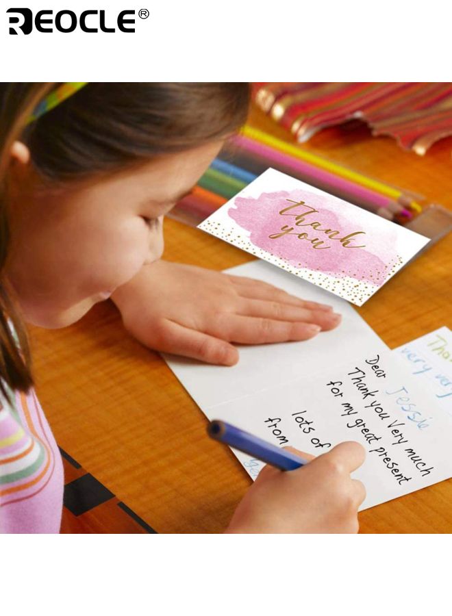 ريوكل 6 قطع بطاقات شكرا لك مع مظاريف التذهيب بالألوان المائية شكرا لك بطاقات ملاحظة المعايدة للأعمال الصغيرة هدايا تقدير التخرج لحفل زفاف الطفل - Image 2