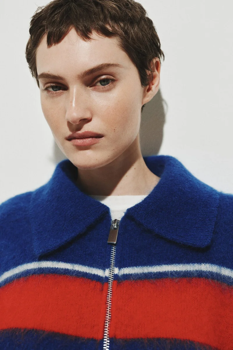 H&M Mohair-blend zip-top jumper