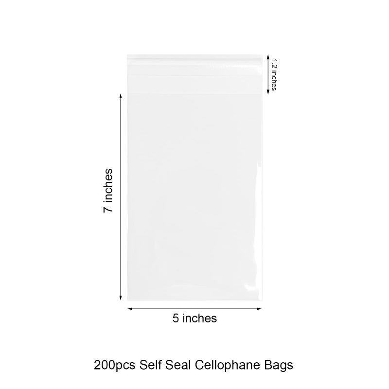 EKAPACKAGING Clear 5x7 Inches 200Pcs Self Sealing Cellophane Cookie Bags Christmas Treat Individual Party Favor Bag Plastic Sealable Small Goodie Cello Snack Gift Packaging with Seal - Image 2