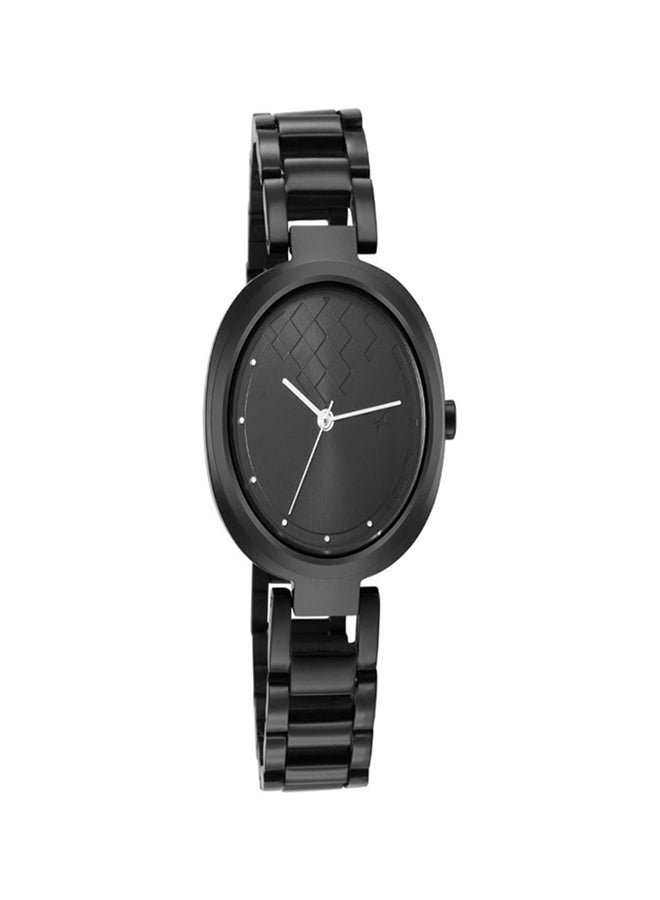 fastrack ساعة فاستراك أنالوج للنساء بقرص دائري أسود وحزام أسود - Image 1