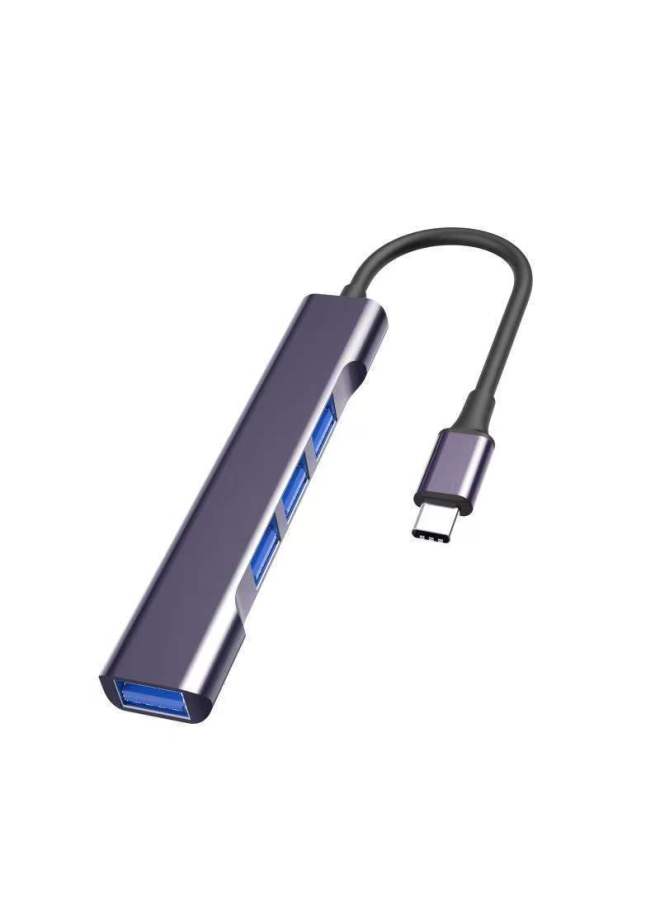 Expansion Dock Type-c Interface One-to-two USB3.0 Five-in-one Multifunctional Docking Station Hub Computer-Number Of Interfaces:type-c To 4USB Gray Belt Line  - Image 1