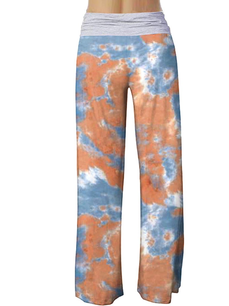 iChunhua Pajama Pants for Women Loose Fit Yoga Lounge Pants Drawstring Tie-Dyed Orange/Large - Image 3