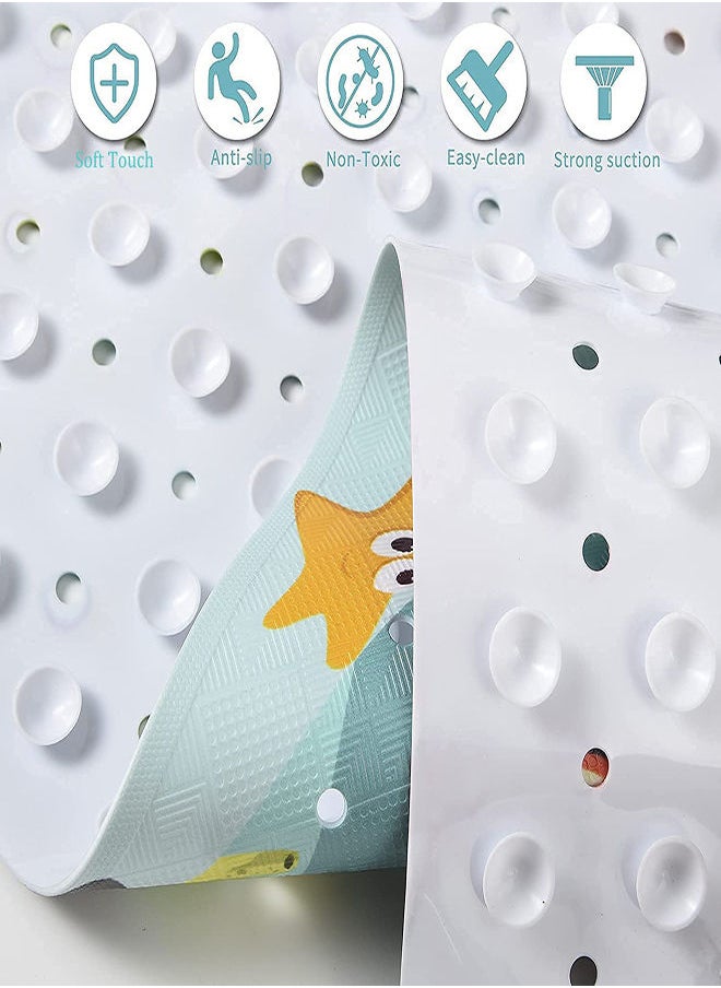 SYOSI - Cartoon Non-Slip Bathtub Mat for Kids, 40x16 Inch Baby Bath Mat Non-Slip Extra Long Bathtub Mat for Kids, Anti Slip Shower Mat with Suction Cups & Drain Holes, Machine Washable - Image 1