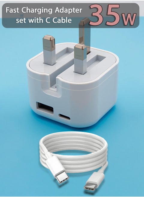 35W Fast Charger Adapter for iPhone 16/16 pro/15/15 pro max - Double Port USB C+A Wall Charger Adapter Set with USB C Cable Compatible with iPhone 16/16 pro/15/15 pro max/14/14 Pro/14 Pro Max/13/12/SE2020/11/XR/XS Max/X/iPad & Android Devices