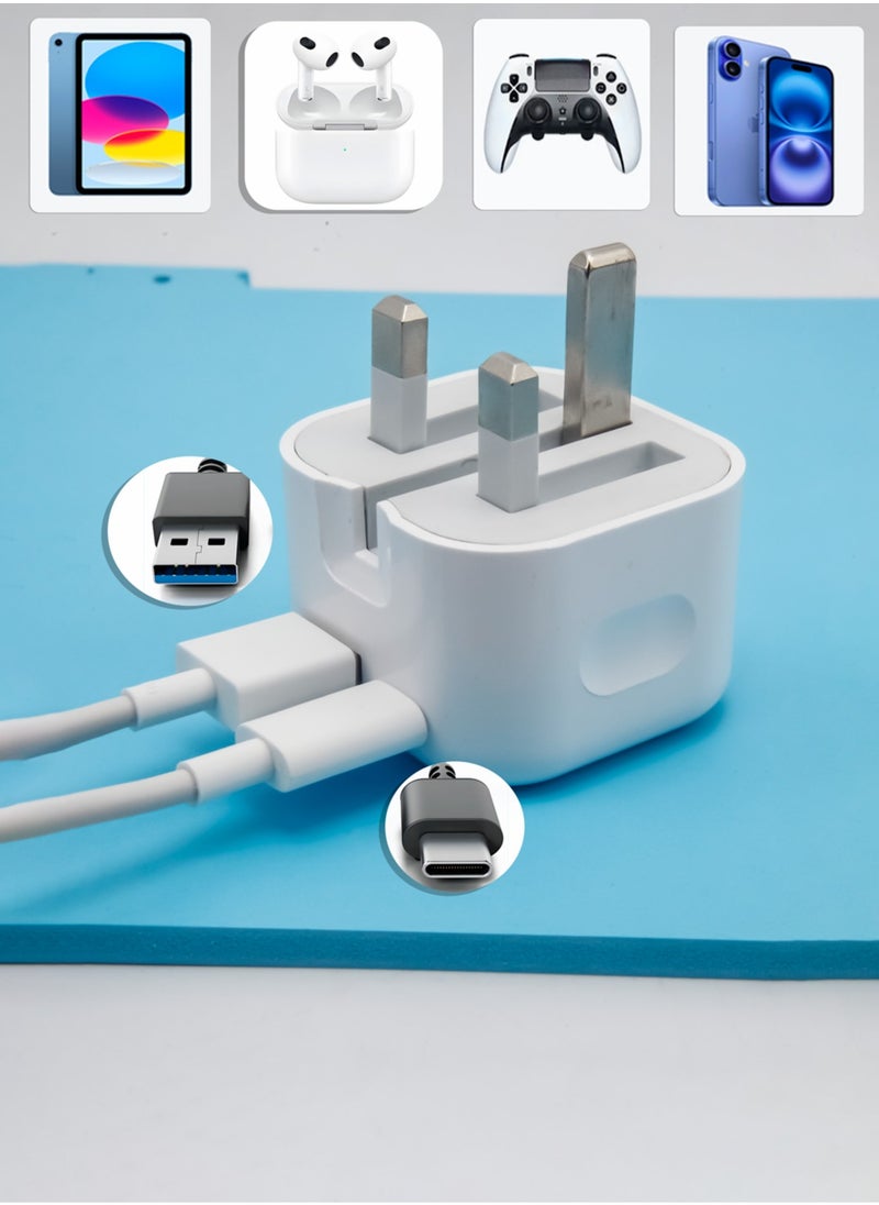 35W Fast Charger Adapter for iPhone 16/16 pro/15/15 pro max - Double Port USB C+A Wall Charger Adapter Set with USB C Cable Compatible with iPhone 16/16 pro/15/15 pro max/14/14 Pro/14 Pro Max/13/12/SE2020/11/XR/XS Max/X/iPad & Android Devices