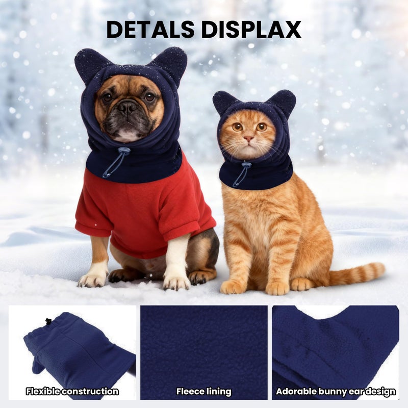 ETOFIXEE Dog Snood Winter Hood with Ear Protection, Fleece Neck Warmer for Dogs, (Blue, Large) - Image 3