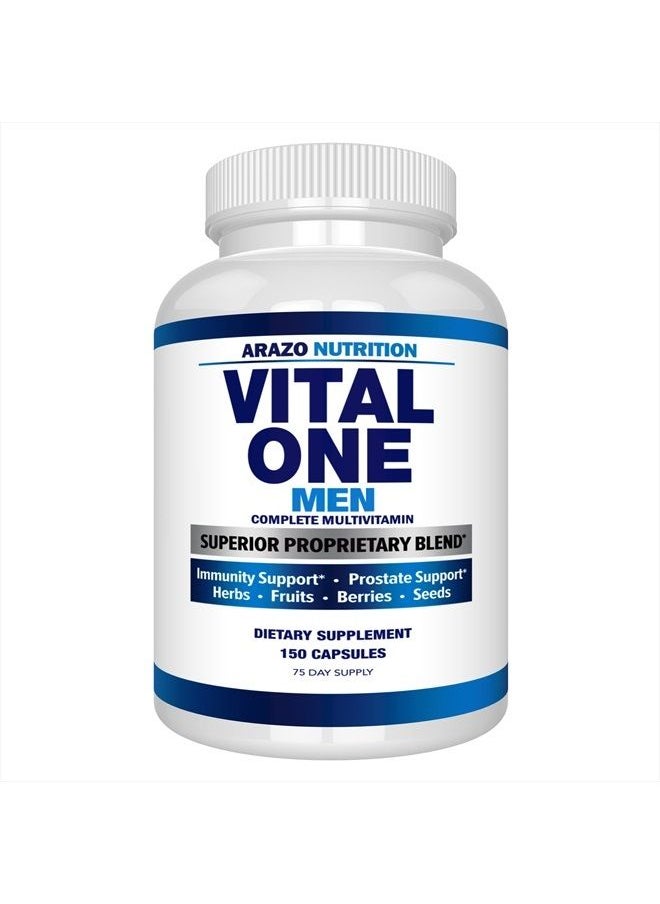 Arazo Nutrition Vital One Multivitamin for Men – Daily Wholefood Supplement - 150 Vegan Capsules – Arazo Nutrition  - Image 1