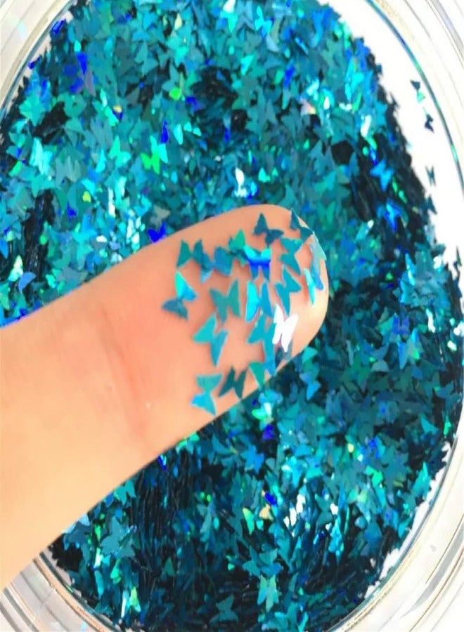 Butterfly Confetti Glitter Laser Sequins for DIY Crafts, Nail Art Decoration, Party Decoration - Holographic Blue, 4mm, 10g