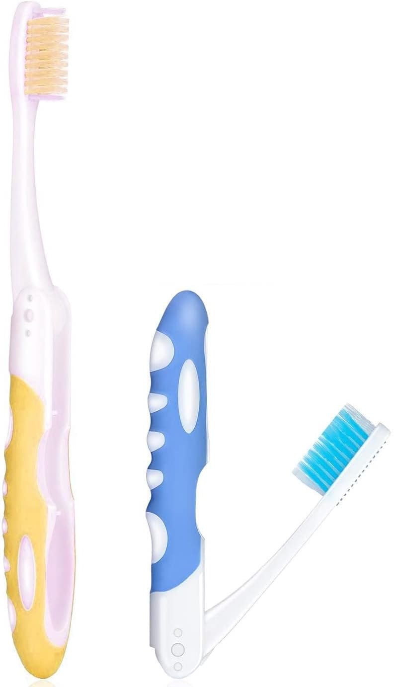 DreamAug 2Pcs Travel Toothbrush Soft, Folding Toothbrush, Portable Small Toothbrushes for Travel Camping Hiking - Image 1