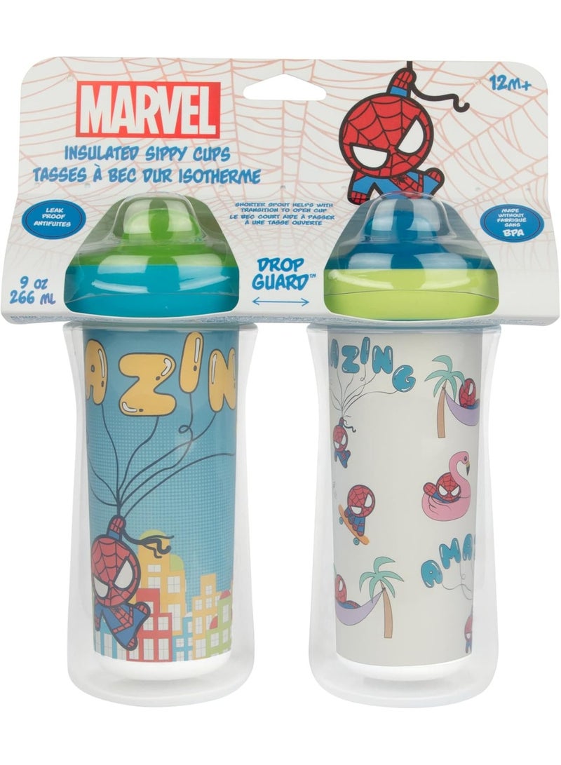 The First Years Marvel Insulated Sippy Cups - Spill Proof Insulated Toddler Cups with Bite-Resistant Hard Spout - 9 Ounces - 2 Count - Image 3