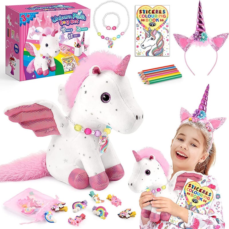 Toyze هدايا يونيكورن للفتيات في سن 3-8 ألعاب يونيكورن لعمر 3 4 5 6 7 8 سنوات من الفتيات يونيكورن الحيوانات المحشوة ألعاب أطفال للفتيات في سن 3-8 سنوات من القطيفة الناعمة مجموعة ألعاب فتاة فكرة هدايا فتاة لعيد الميلاد عيد الميلاد - Image 1