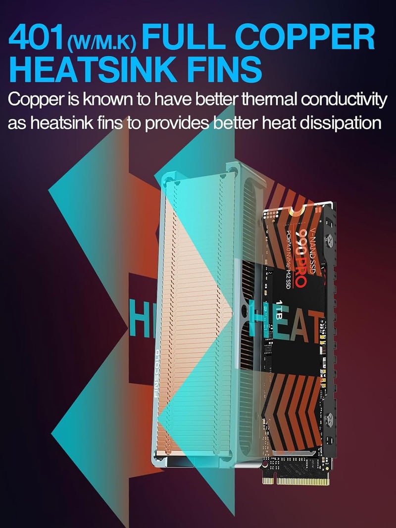 جيي JEYI Q150 M.2 HeatSink، زعانف نحاسية مع إطار ألومنيوم مشتتات حرارية سلبية - Finscold Q150-1.7mm / 0.68" - Image 3