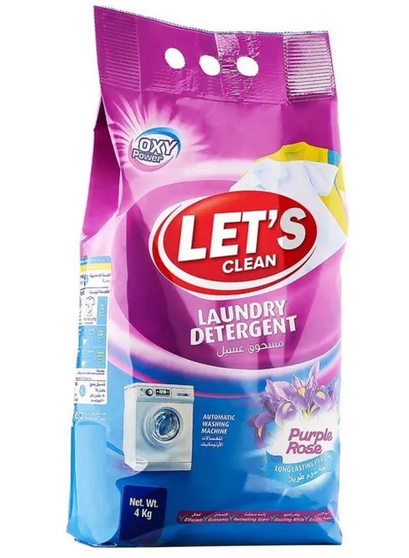 ليتس_كلين مسحوق غسيل للغسالة الأوتوماتيكية 4 كجم، لون وردي بنفسجي - Image 1