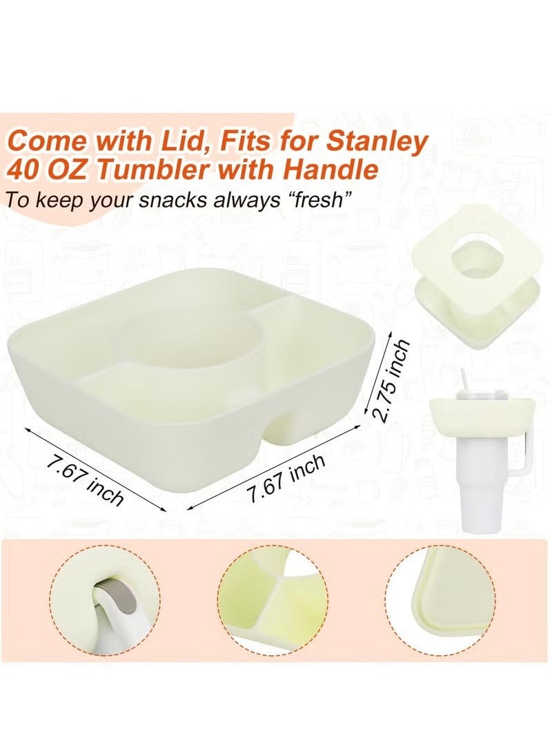 Beauenty Snack Bowl for Stanley Cup 40 Oz, Reusable Snack Tray with Lid for Stanley Tumbler with Handle, Silicone Snack Accessories, Snack Storage Containers  - Image 2