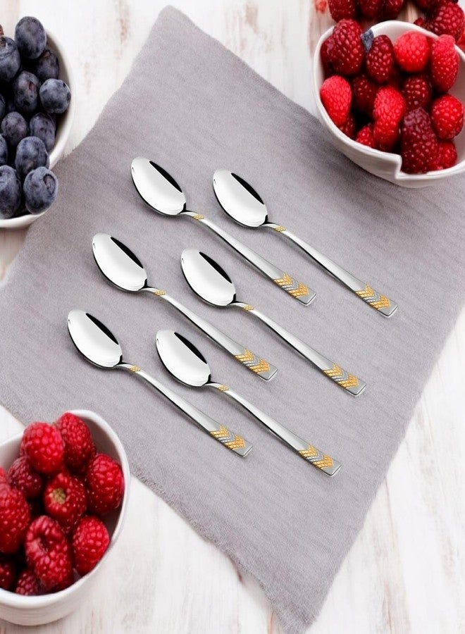 FnS RAGA 24 Karat Gold Plated Stainless Steel Dinner Spoons (Set of 6) for Home, Dining and Kitchen - Image 5