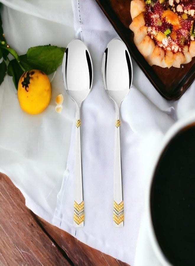 FnS RAGA 24 Karat Gold Plated Stainless Steel Dinner Spoons (Set of 6) for Home, Dining and Kitchen - Image 4