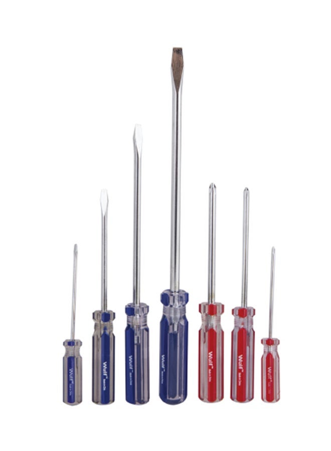 NIBEMINENT 7-Piece Screw Driver Set Red/Blue/Silver 