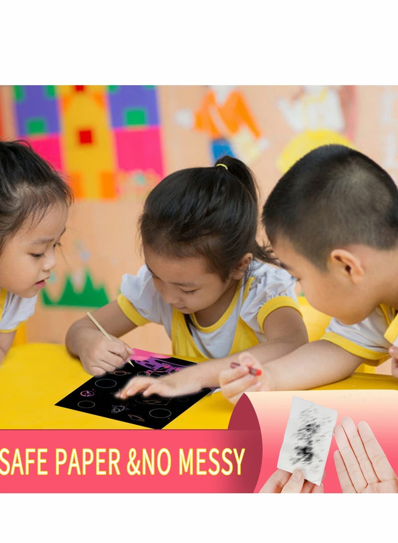 Excefore 3 Set Magic Scratch Paper Art Crafts Colorful Drawing Book for Kids Birthday Party Games Projects Kits - Image 4