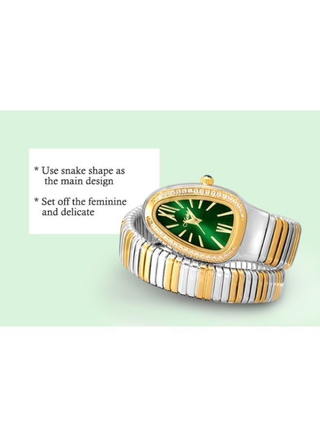 MISSFOX Serpentine Wrap Ladies Watch, Japanese Miyota Quartz, Diamond Bezel, Stainless Steel Bracelet Watch for Women - Image 4