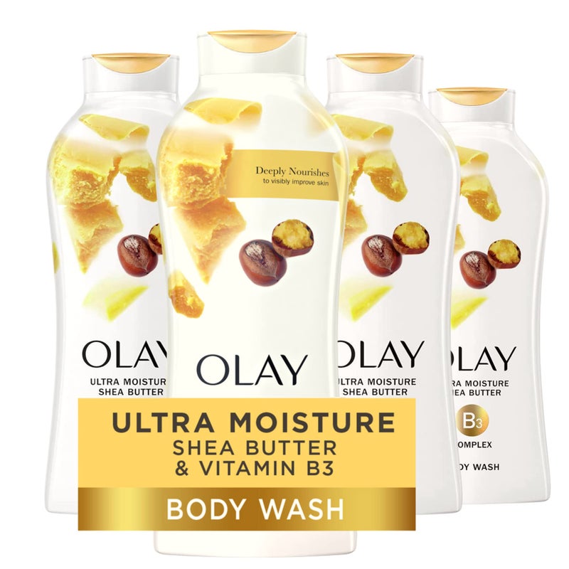 Olay Ultra Moisture Shea Butter Body Wash with B3 Complex 22 Fl Oz Pack of 4